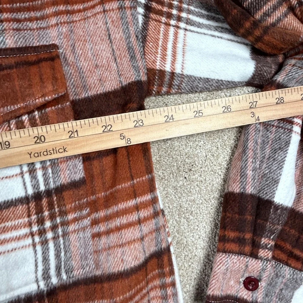 12th‎ Tribe Brown Plaid Shacket S/M Button Down Flannel Shirt Jacket S/M